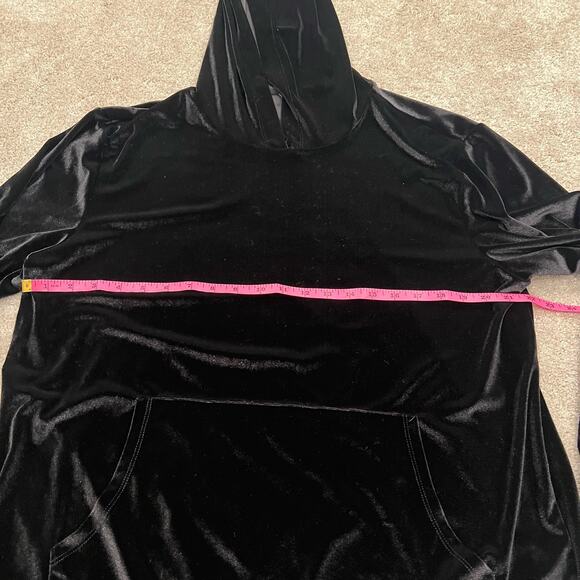 Guess Women's Velour Black Shiny Hoodie‎ Sweatshirt Size L - Picture 8 of 8